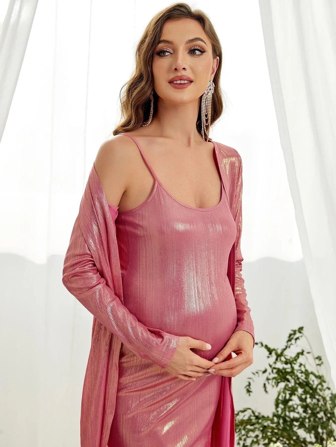 Maternity Metallic Two Pieces Set