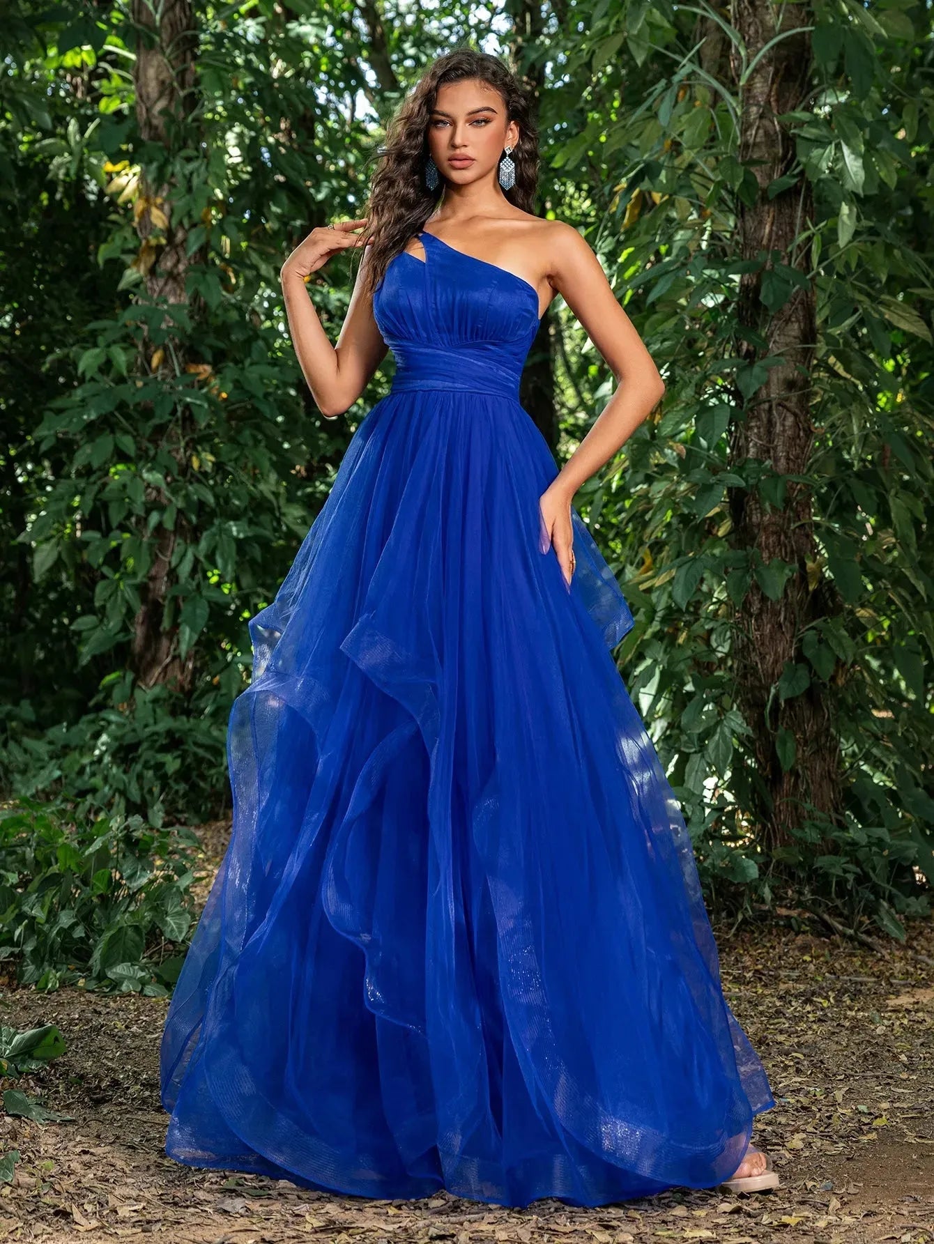 Elegant Tulle One Shoulder Asymmetrical Hem Prom Dress