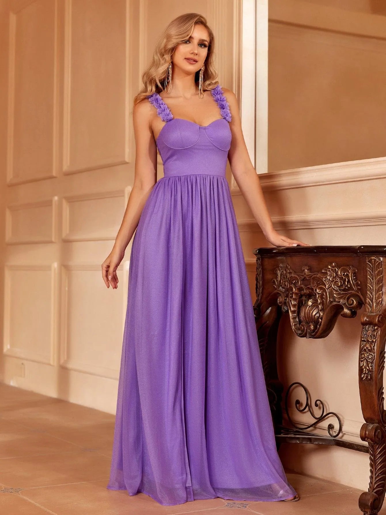 Solid Applique Cami  Bridesmaid Dress