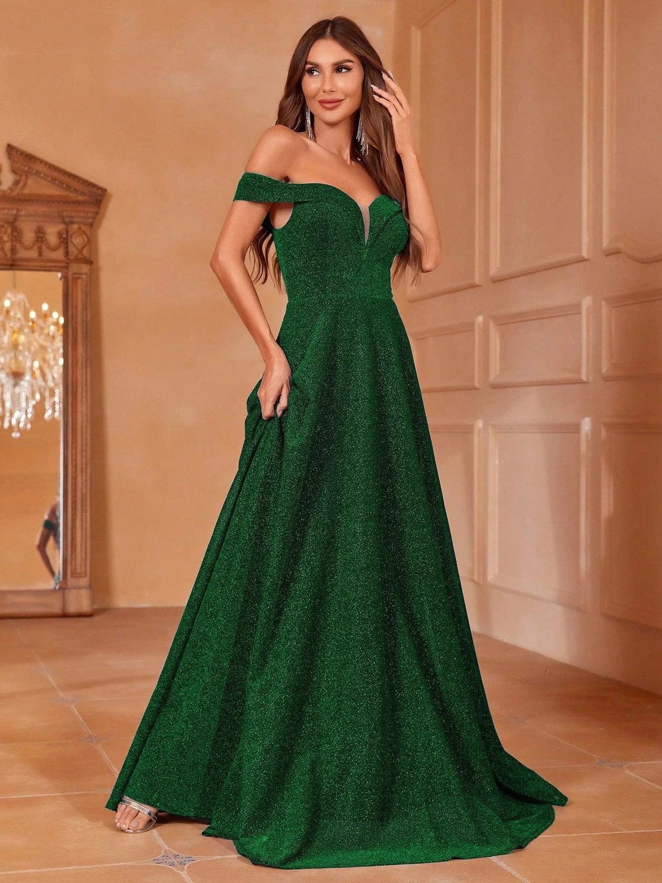 Sweetheart Neckline Glitter A Line Formal Dress