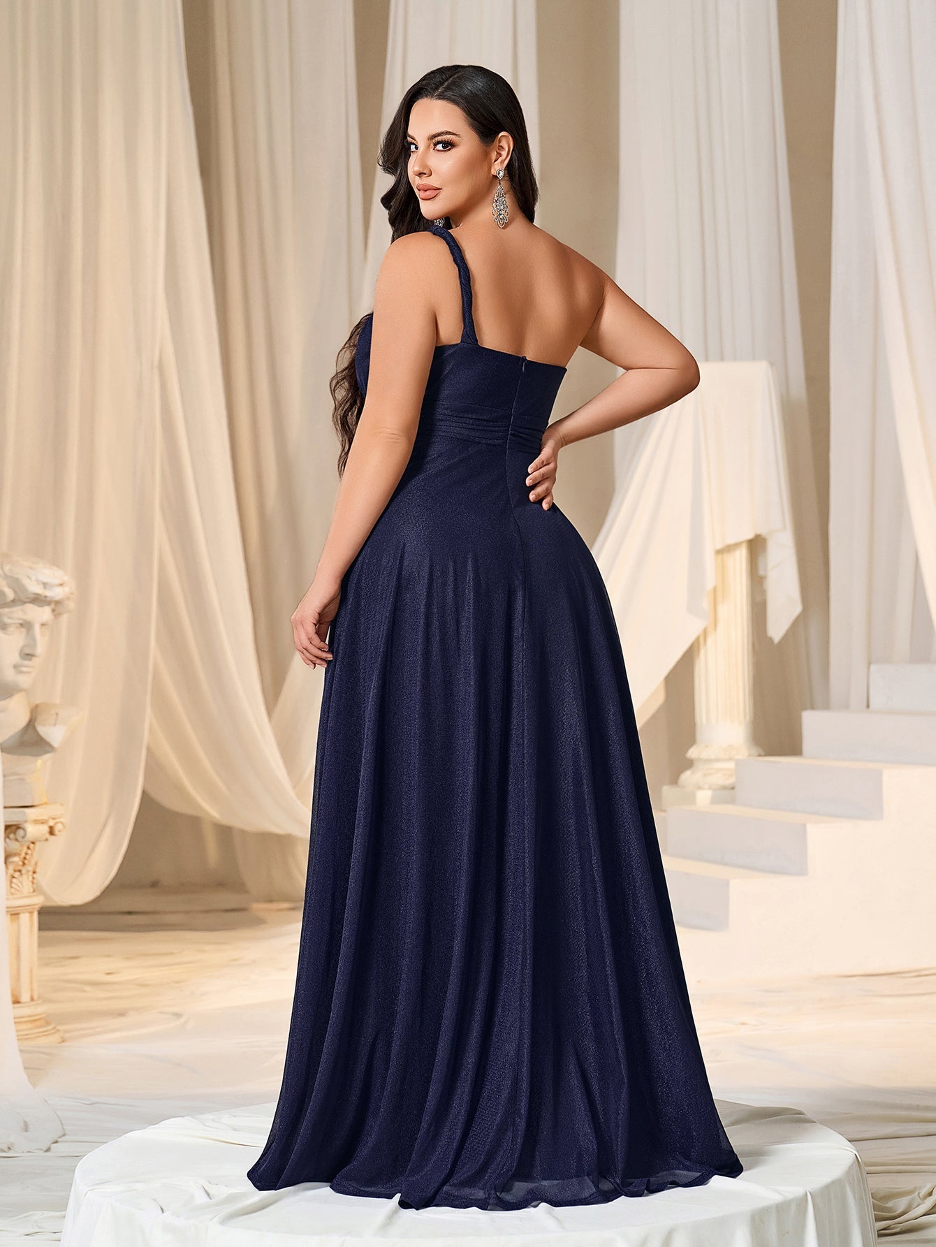 Plus One Shoulder Sleeveless Bridesmaid Dress