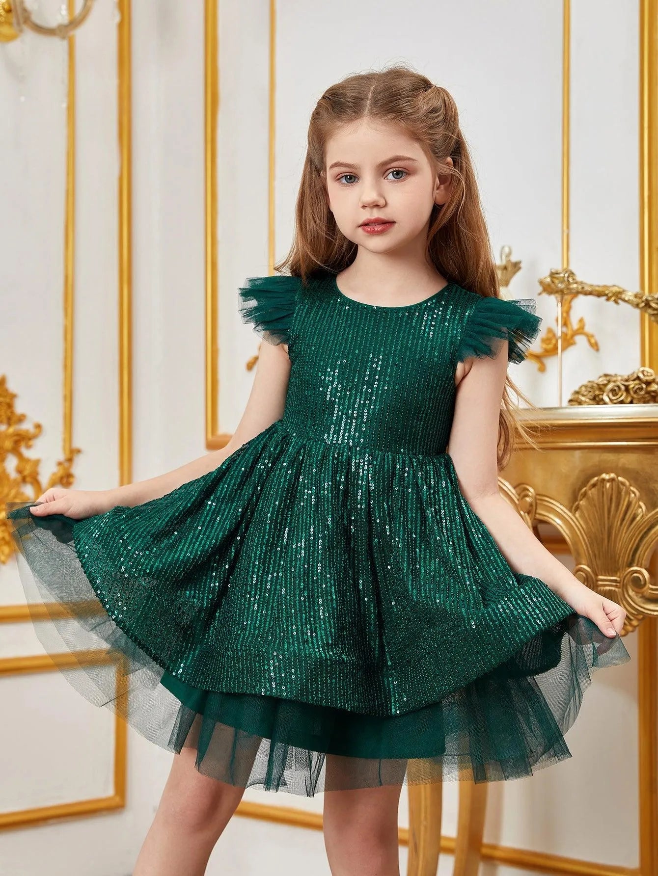 Tween Girls' Sparkling Cap Sleeves Sequin Party Dress