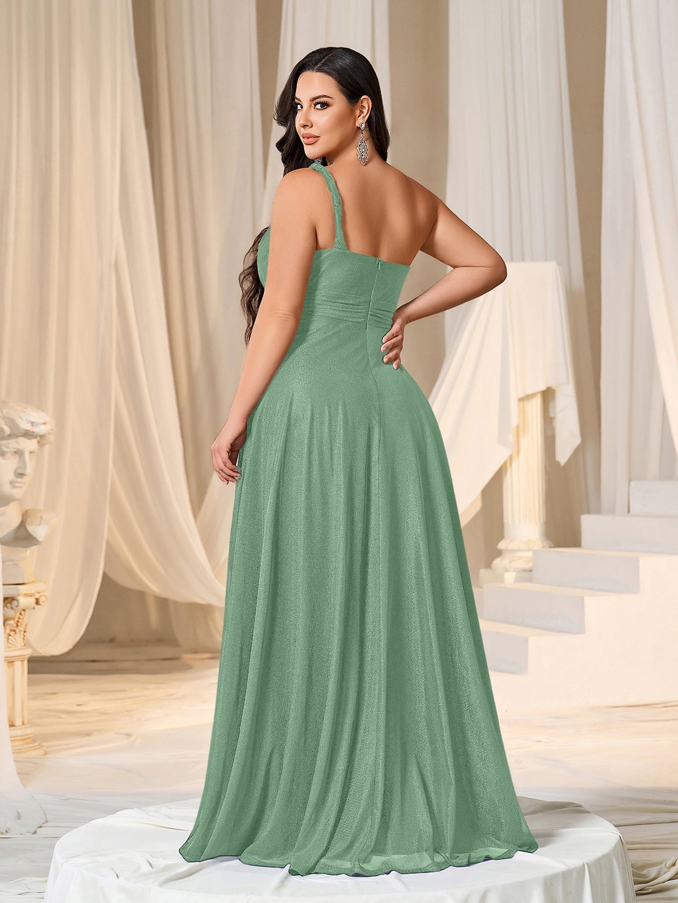 Plus One Shoulder Sleeveless Bridesmaid Dress