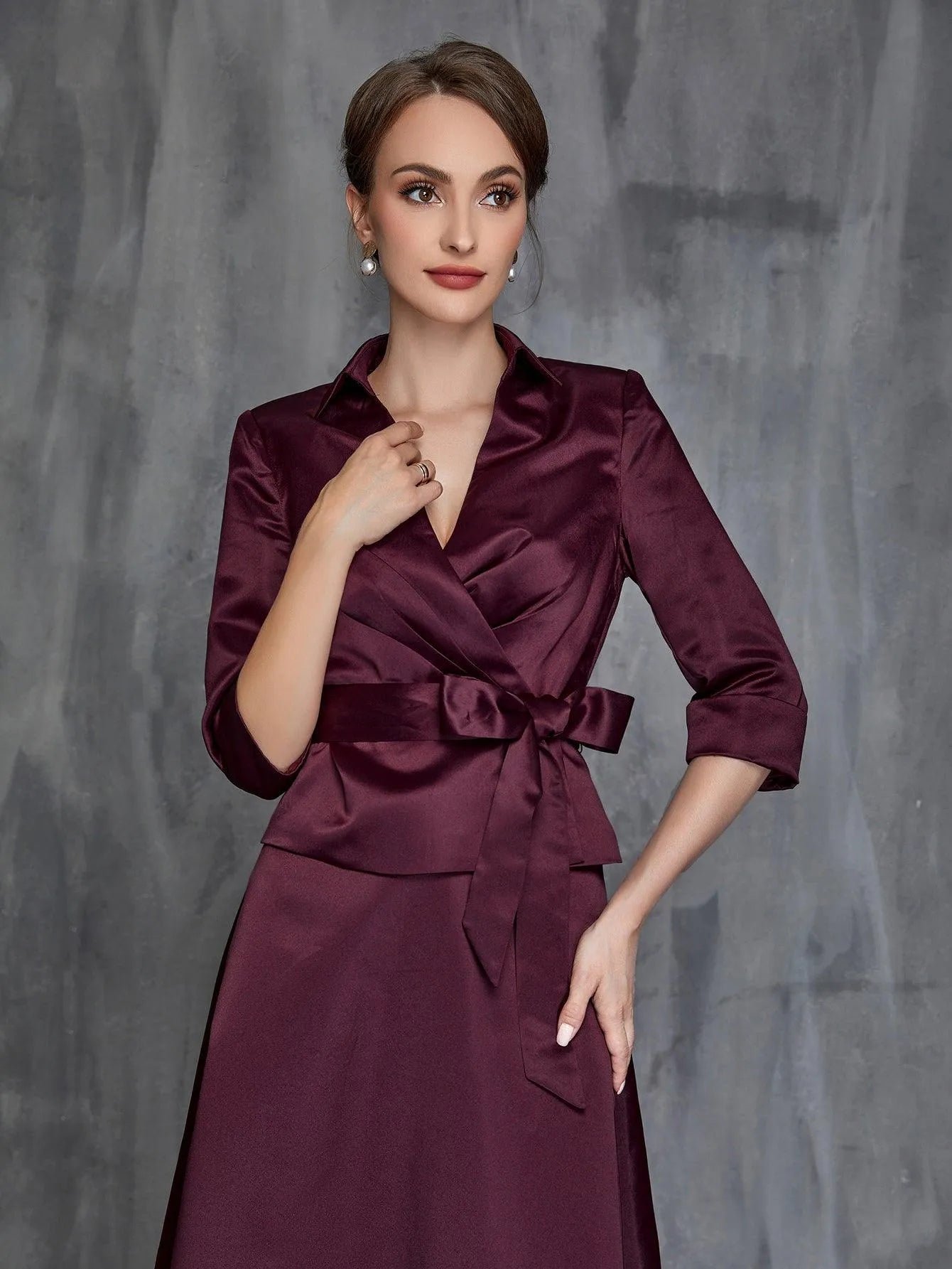 Womens' Solid Satin Two Piece Sets