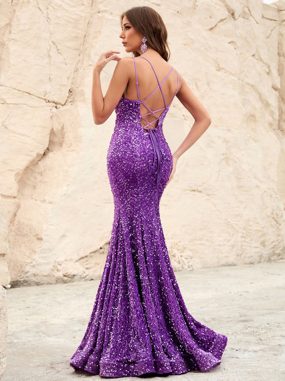 Elegant Spaghetti Strap Sleeveless Maxi Mermaid Dresses