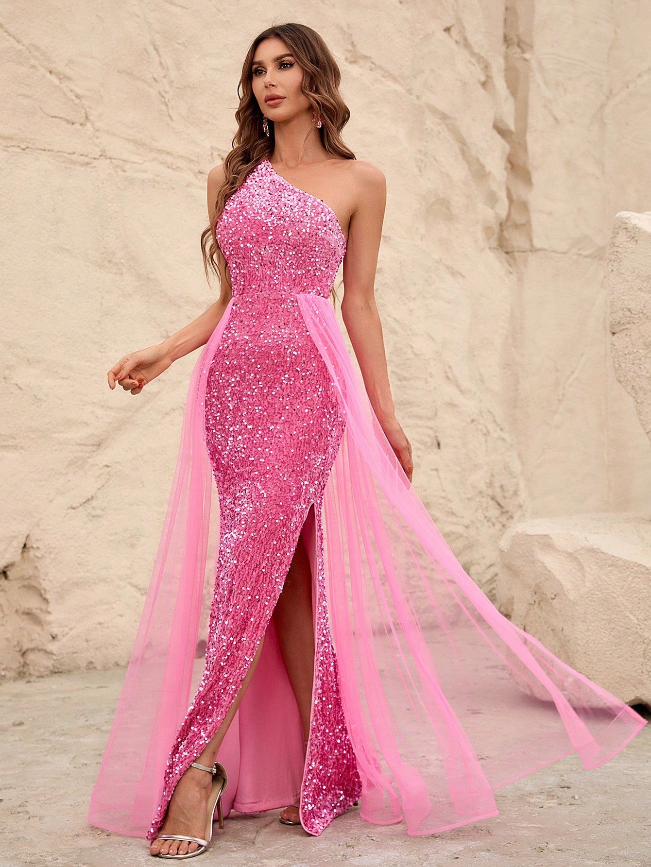 Elegant One Shoulder Sequin Mermaid Dresses