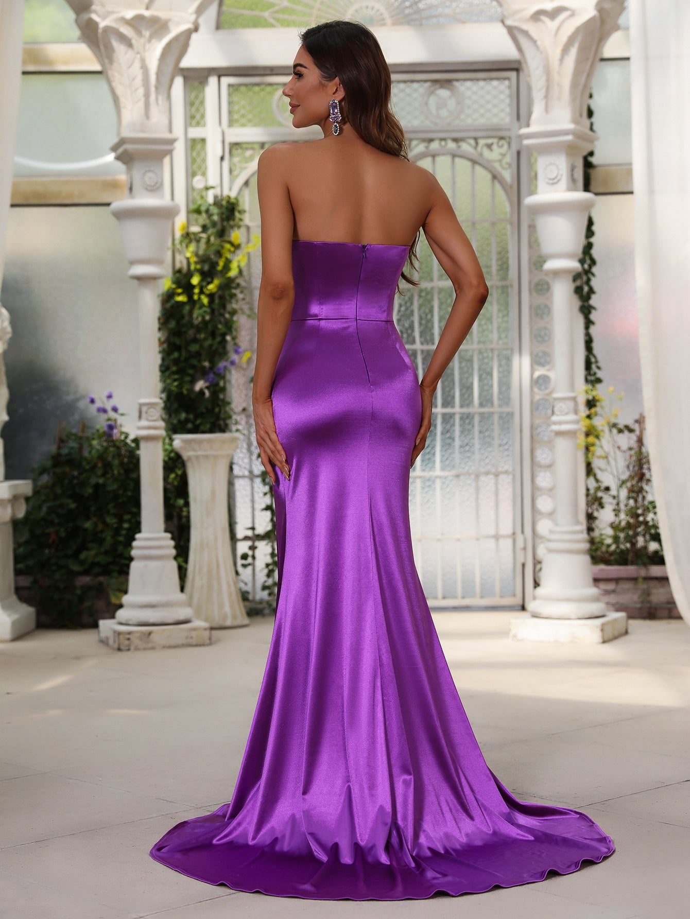 Elegant Tube Satin Maxi Slit Dresses