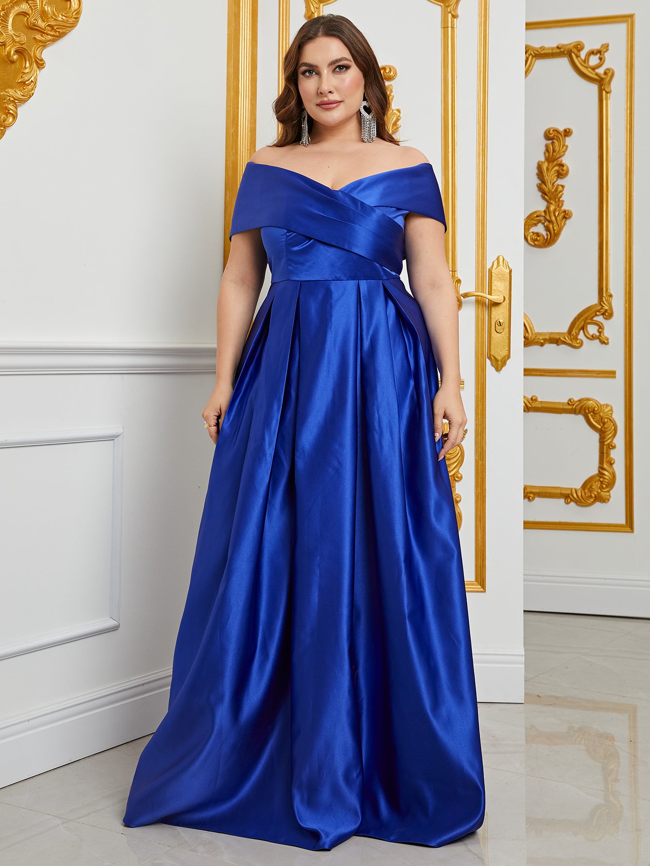 Plus Elegant Off Shoulder A Line Prom Gown