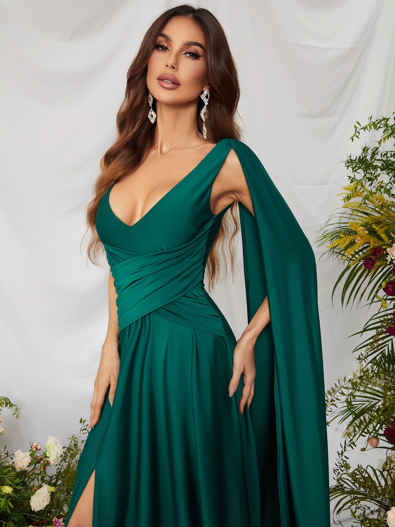 Elegant V Neck Sleeveless A Line Slit Dresses