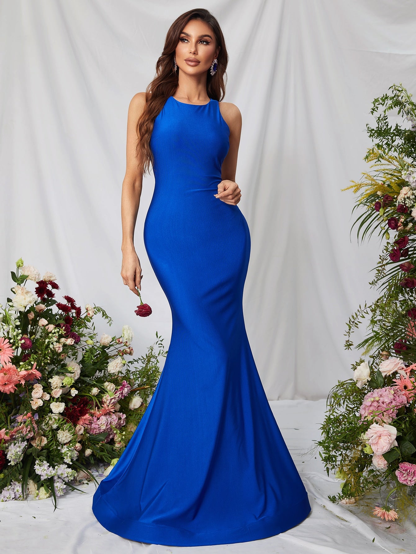 Elegant Sleeveless Satin Mermaid Dress