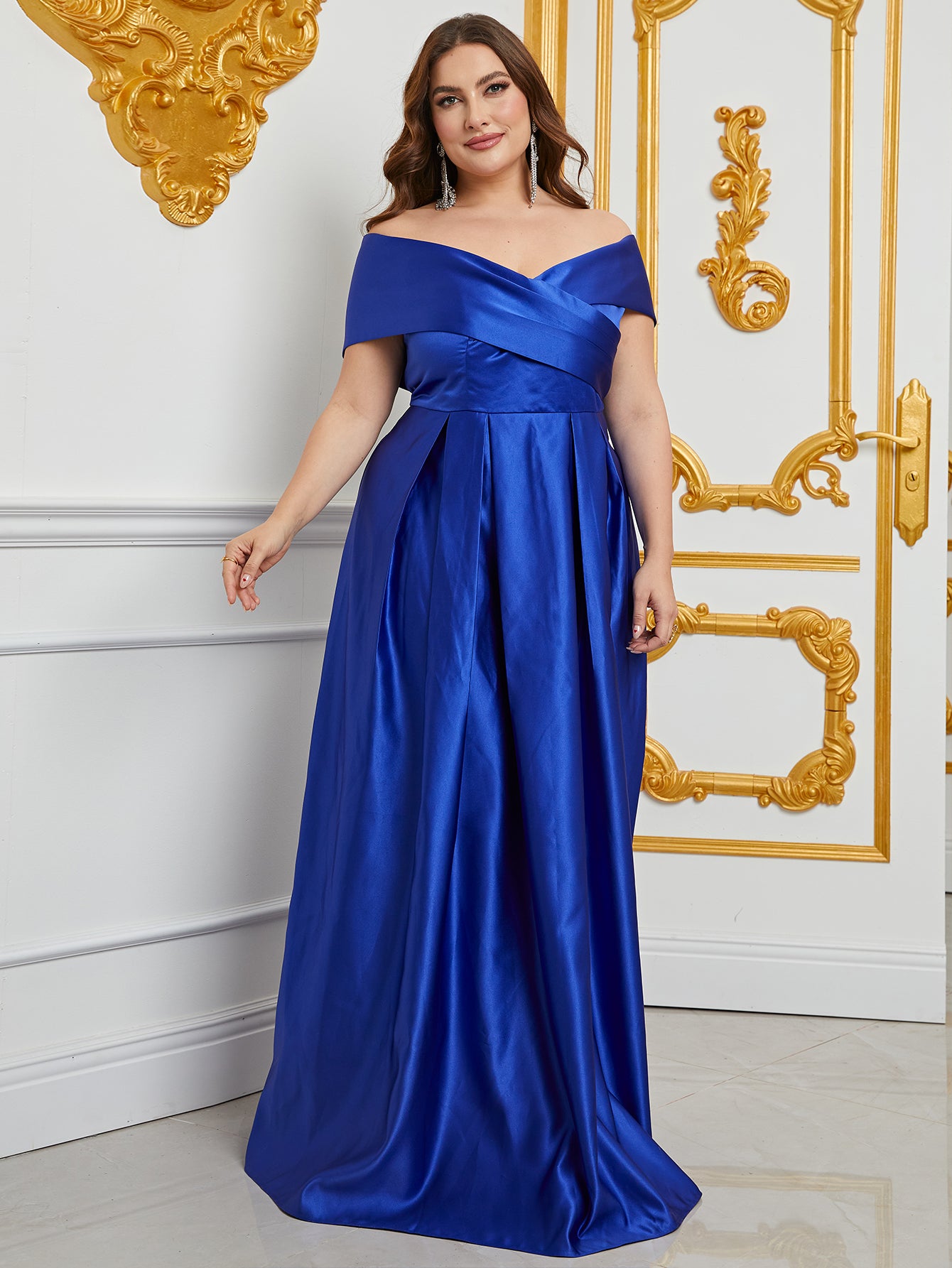 Plus Elegant Off Shoulder A Line Prom Gown